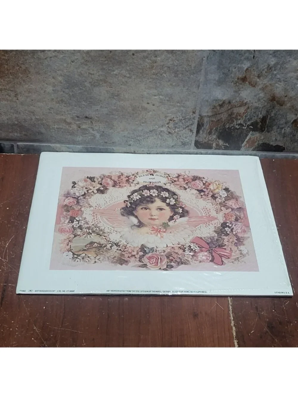 Vintage Unframed Bless Our Home with Happiness Art Print 1993 Thomas Cathey